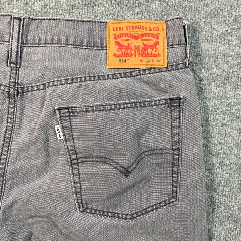 Levis 514 Straight Fit Pants Mens 36x32 Gray Stretch Twill Workwear Casual